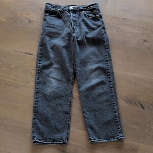 Levis Ribcage Straight Ankle Dark Gray Jeans Size 26